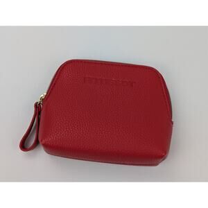 Tissot Small Red Pebbled Pouch Zip Cosmetic Bag Toiletries Shaving Makeup
